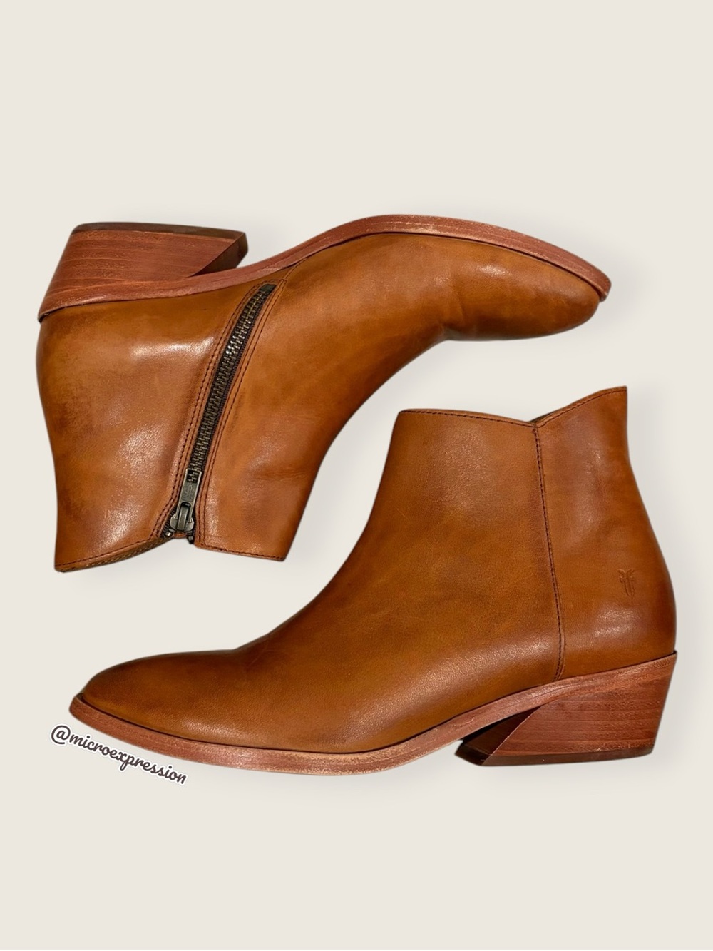$369 Frye Farrah Cognac Real Leather Almond Toe Comfy Winter/Fall Ankle Boot